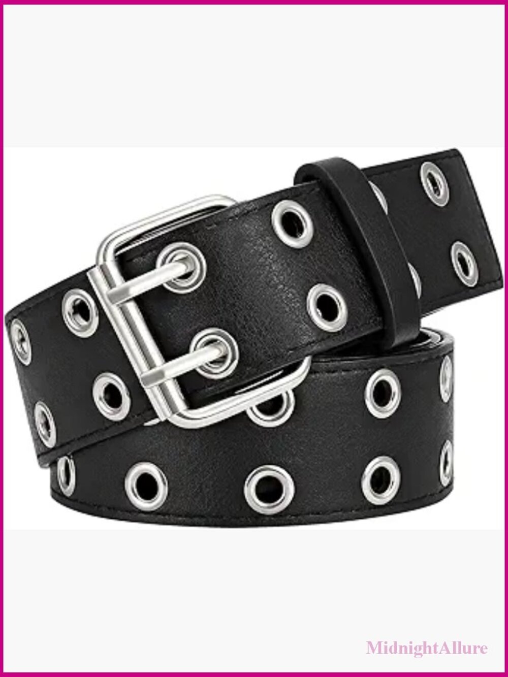 PU Leather Grommet Belt Wide 1.5 Inch Punk Rock Jean Belt